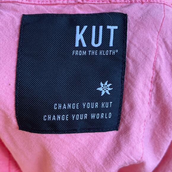 KUT From The Kloth Meg High-Waist Wide Leg Linen Blend Pants Color Punch Size 14 - Picture 8 of 8